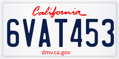 CA license plate 6VAT453