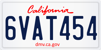 CA license plate 6VAT454