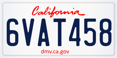 CA license plate 6VAT458