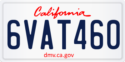 CA license plate 6VAT460
