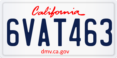 CA license plate 6VAT463