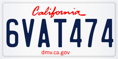 CA license plate 6VAT474