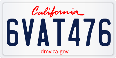 CA license plate 6VAT476