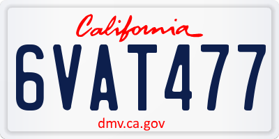 CA license plate 6VAT477
