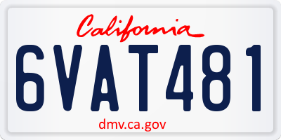 CA license plate 6VAT481
