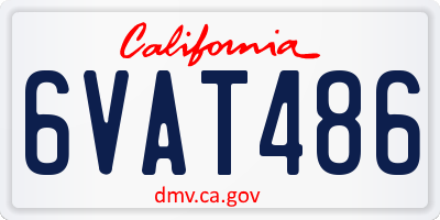 CA license plate 6VAT486