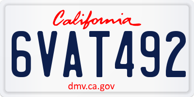CA license plate 6VAT492
