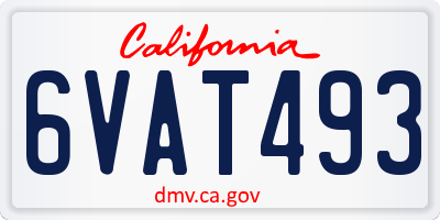 CA license plate 6VAT493