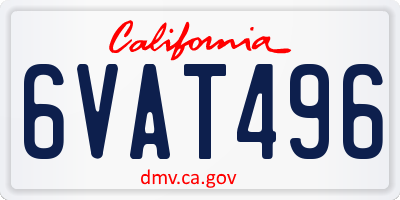CA license plate 6VAT496