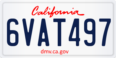 CA license plate 6VAT497