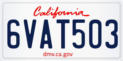 CA license plate 6VAT503