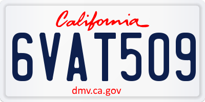 CA license plate 6VAT509