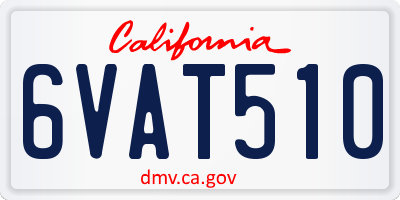 CA license plate 6VAT510