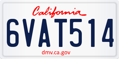 CA license plate 6VAT514
