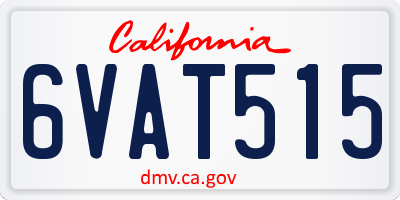 CA license plate 6VAT515