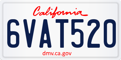 CA license plate 6VAT520