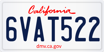 CA license plate 6VAT522