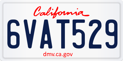 CA license plate 6VAT529