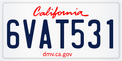 CA license plate 6VAT531
