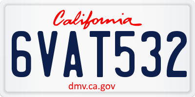 CA license plate 6VAT532