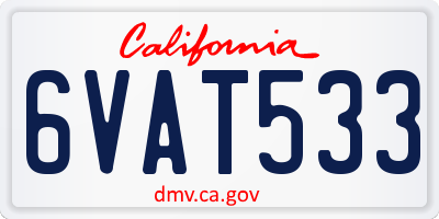 CA license plate 6VAT533