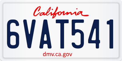 CA license plate 6VAT541