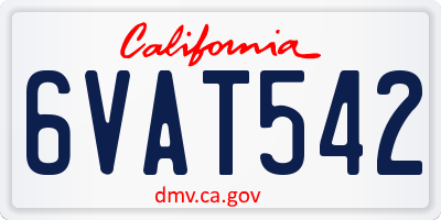 CA license plate 6VAT542