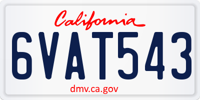 CA license plate 6VAT543