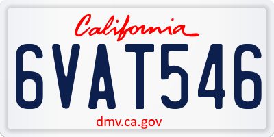 CA license plate 6VAT546