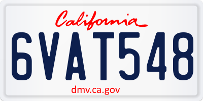 CA license plate 6VAT548