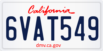 CA license plate 6VAT549
