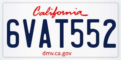 CA license plate 6VAT552