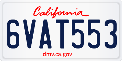 CA license plate 6VAT553