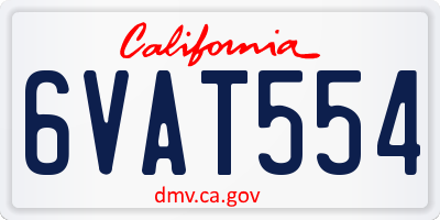 CA license plate 6VAT554