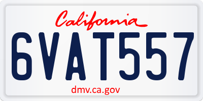 CA license plate 6VAT557