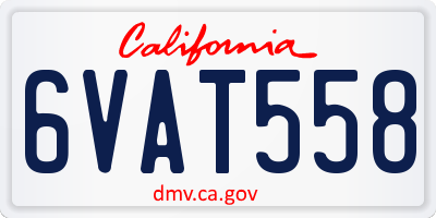 CA license plate 6VAT558