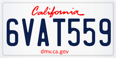 CA license plate 6VAT559