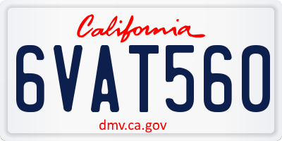 CA license plate 6VAT560