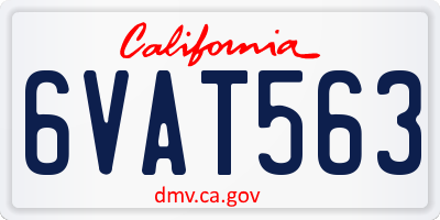 CA license plate 6VAT563