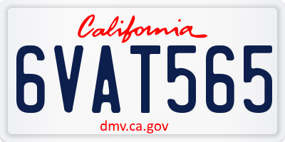CA license plate 6VAT565