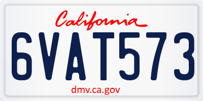 CA license plate 6VAT573