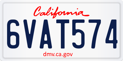 CA license plate 6VAT574