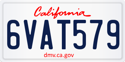 CA license plate 6VAT579
