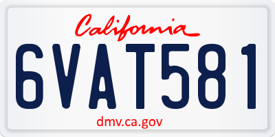 CA license plate 6VAT581