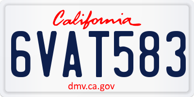 CA license plate 6VAT583