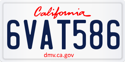 CA license plate 6VAT586