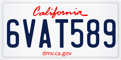 CA license plate 6VAT589