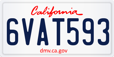 CA license plate 6VAT593