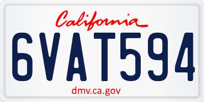 CA license plate 6VAT594