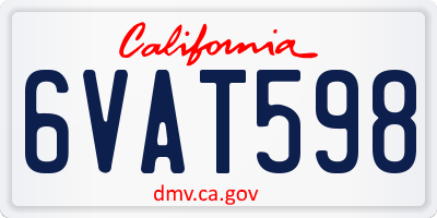 CA license plate 6VAT598